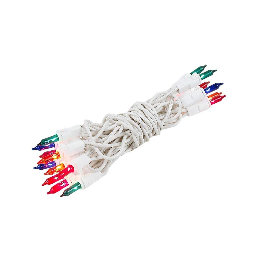 Novelty Lights 20 Light Mini Christmas Light Set, Multicolor, Non-Connectable, 8 Long, White Wire, Filament Material