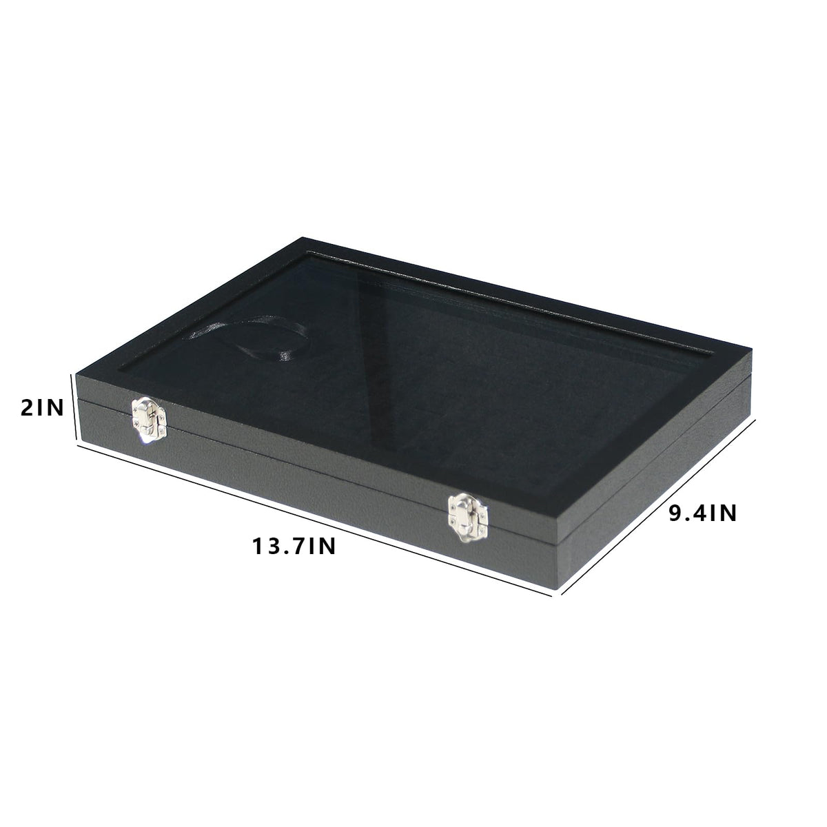 Coward Ring Organizer Jewelry Box, Black Velvet 100 Slots Ring Display Tray Case with Transparent Glass Lid for Home Use or Store Selling Show