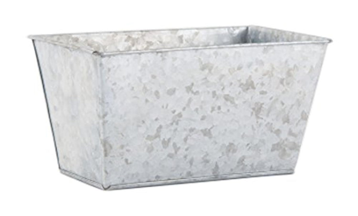 Weddingstar Galvanized Tin Rectangular Planter, Large, Gray