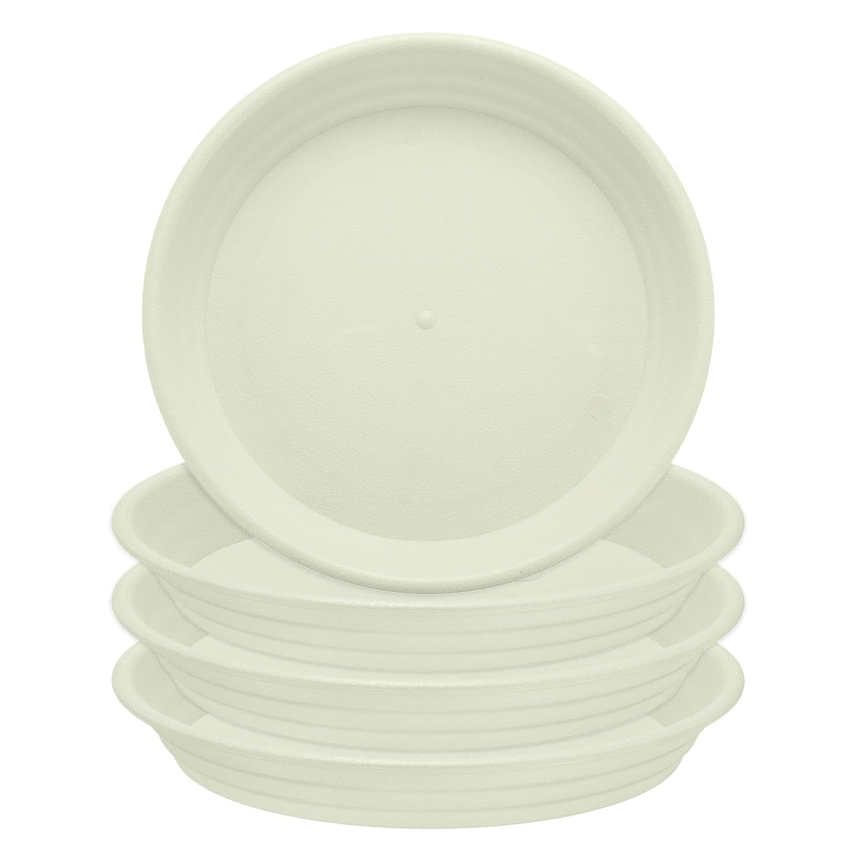 HARFINGTON 4pcs Plastic Plant Saucer 6.1" Round Drip Trays Flower Pot Saucers Flower Base Bottom Drainage Tray for Indoors Outdoors Planters, Beige