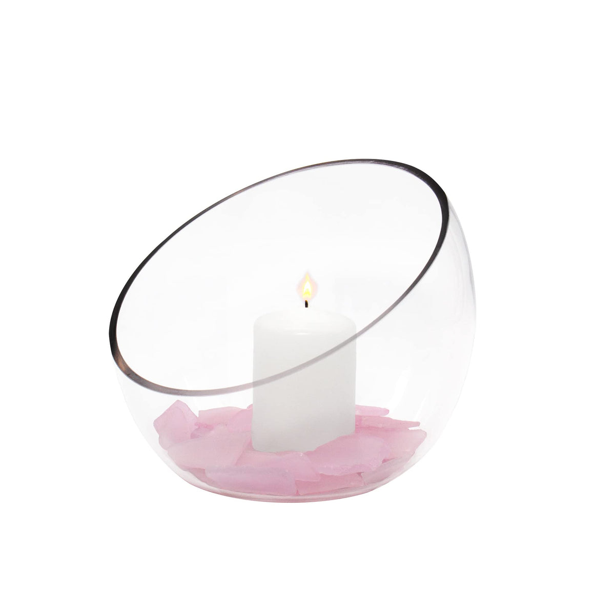 CYS EXCEL Glass Slant Cut Bubble Bowl (H-6" W-7") Clear Flower Vase Globe Bowl Terrarium Round Planter Decorative Centerpiece
