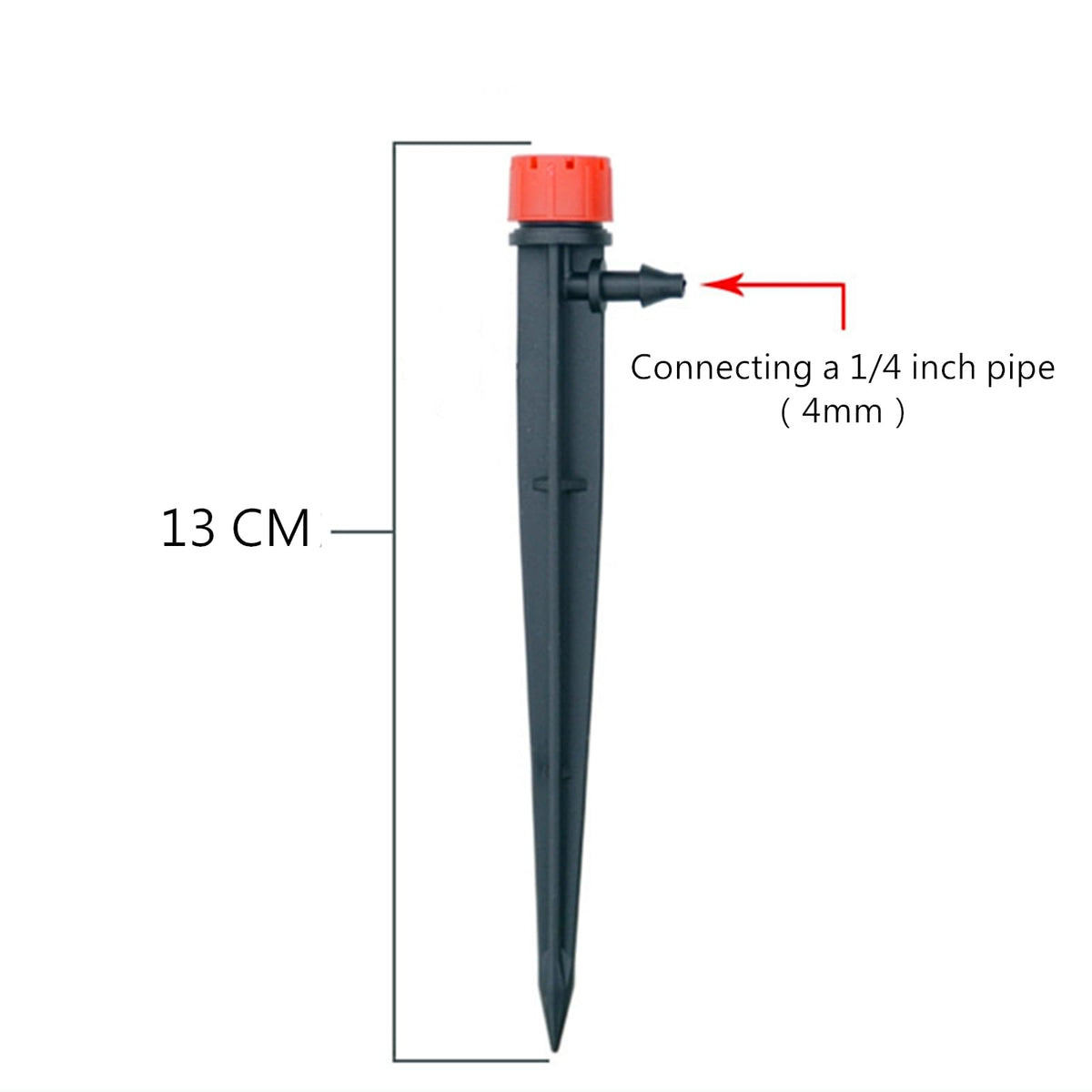 PRUNkuar 50pcs Drip Emitters for 1/4" Drip Irrigation Tubing, Adjustable 360 Degree Water Flow Drippers on 5" Arrow Stake, Garden Irrigation Drippers for (4-7mm) Watering System