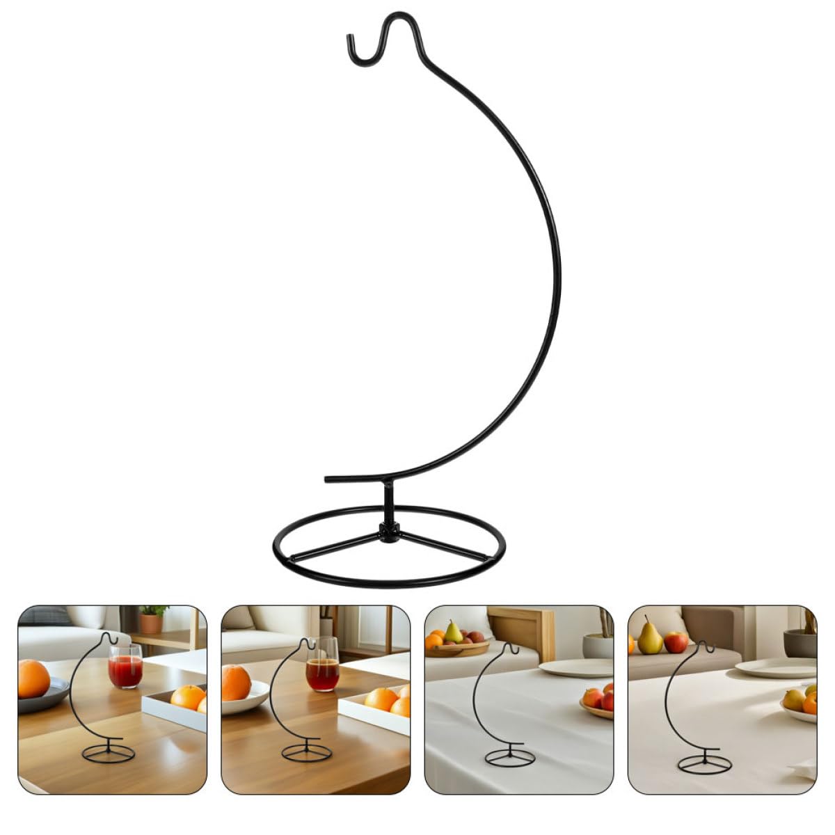DOITOOL 2pcs Moon-shaped Iron Hook Rack Air Plant Holder Hanging Display Stand for Glass Terrarium Ornament Holder Indoor Home Décor with Hooks