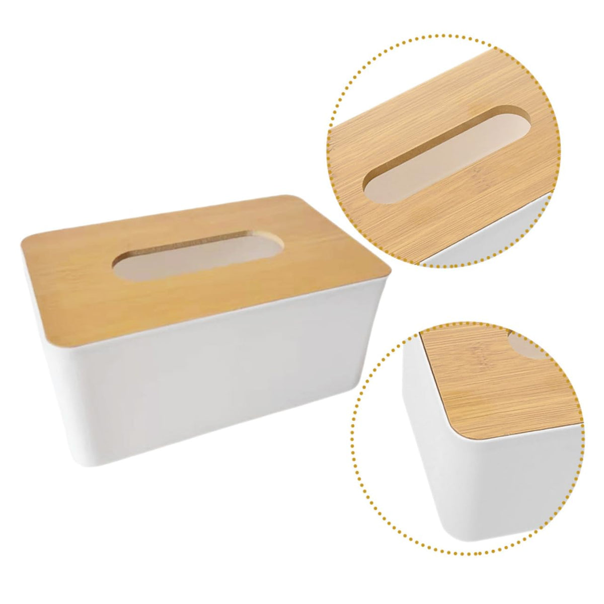 LABRIMP 2pcs Wooden Tissue Box Cover Holder Rectangular Bin Lid for Living Home Decorative Box