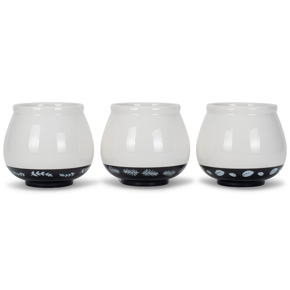 Napco Assorted Witty Herb Cache 3.5 Inch White and Black Ceramic Planters (Set of 3)
