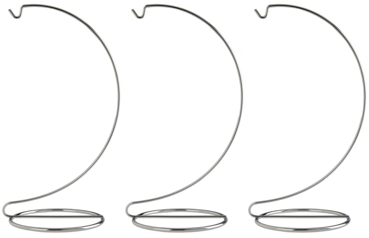 Creative Hobbies® 10 Inch Chrome Ornament Display Stands - Elegant Wire Hangers for Ornaments & Terrariums | Pack of 3