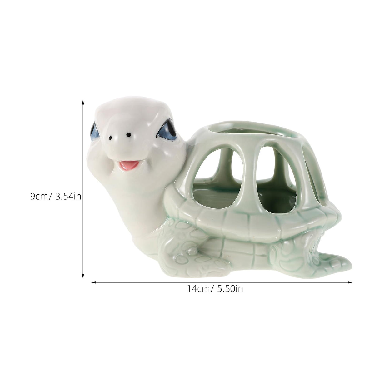 DOITOOL Cute Hand-Painted Ceramic Animal Succulent Planter Pot for Indoor Outdoor Desk Decor, Small Turtle Shape Porcelain Flower Pot, Unique Tiny Cartoon Flowerpot