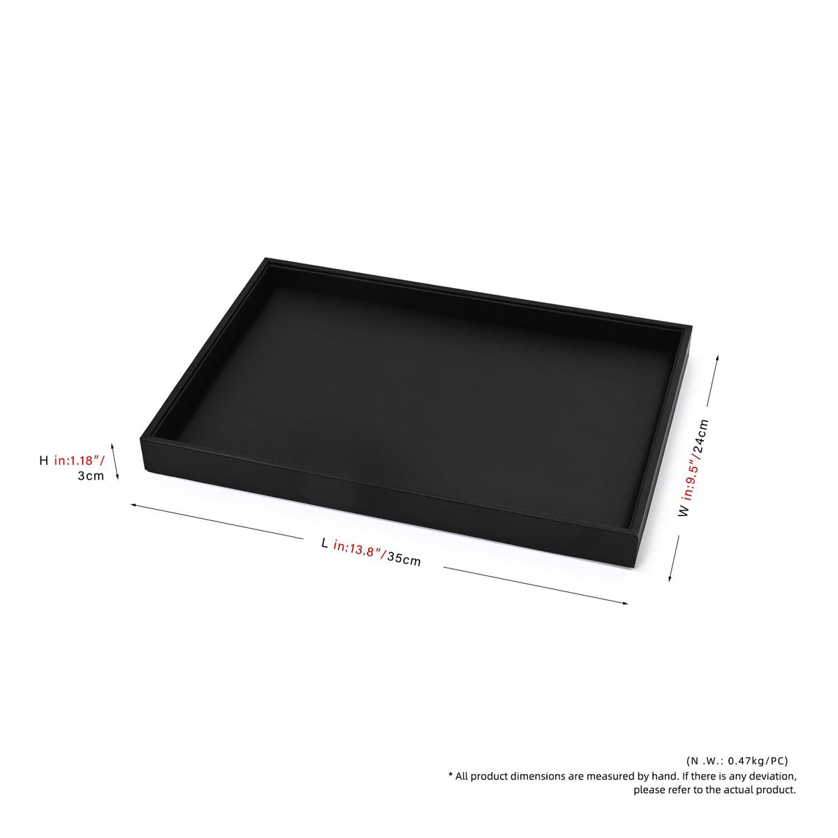 Woodten Black PU Leather Jewelry Display Flat Tray Ring Necklace Watch Organizer Display Tray (1 grid)