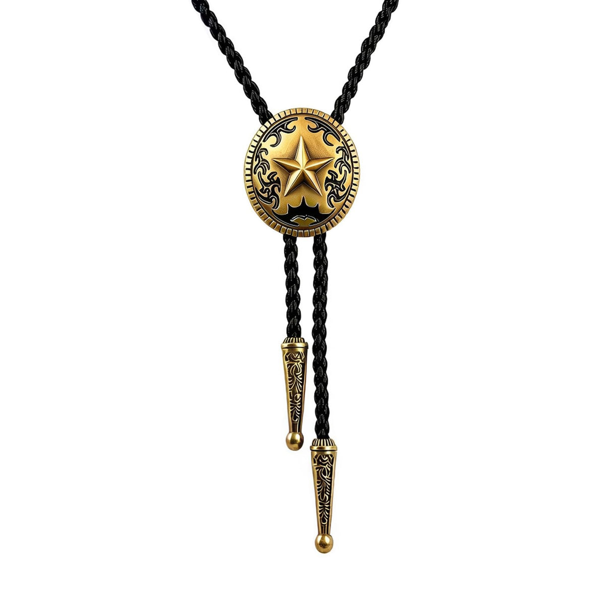 JPJZY BRBAM Retro Style Western Cowboy Lone Star Bolo Tie Texas Symbol Leather Bolo Tie for Men (Style 6 - Bronze)