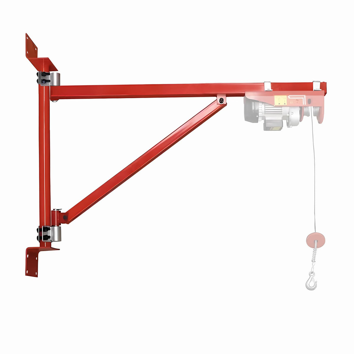 BIGalleons 660lb Wall Mount Jib Crane - Heavy Duty Steel Construction, 180° Rotation, 47" Reach, Professional Hoist Bracket for Workshop & Garage (Red)