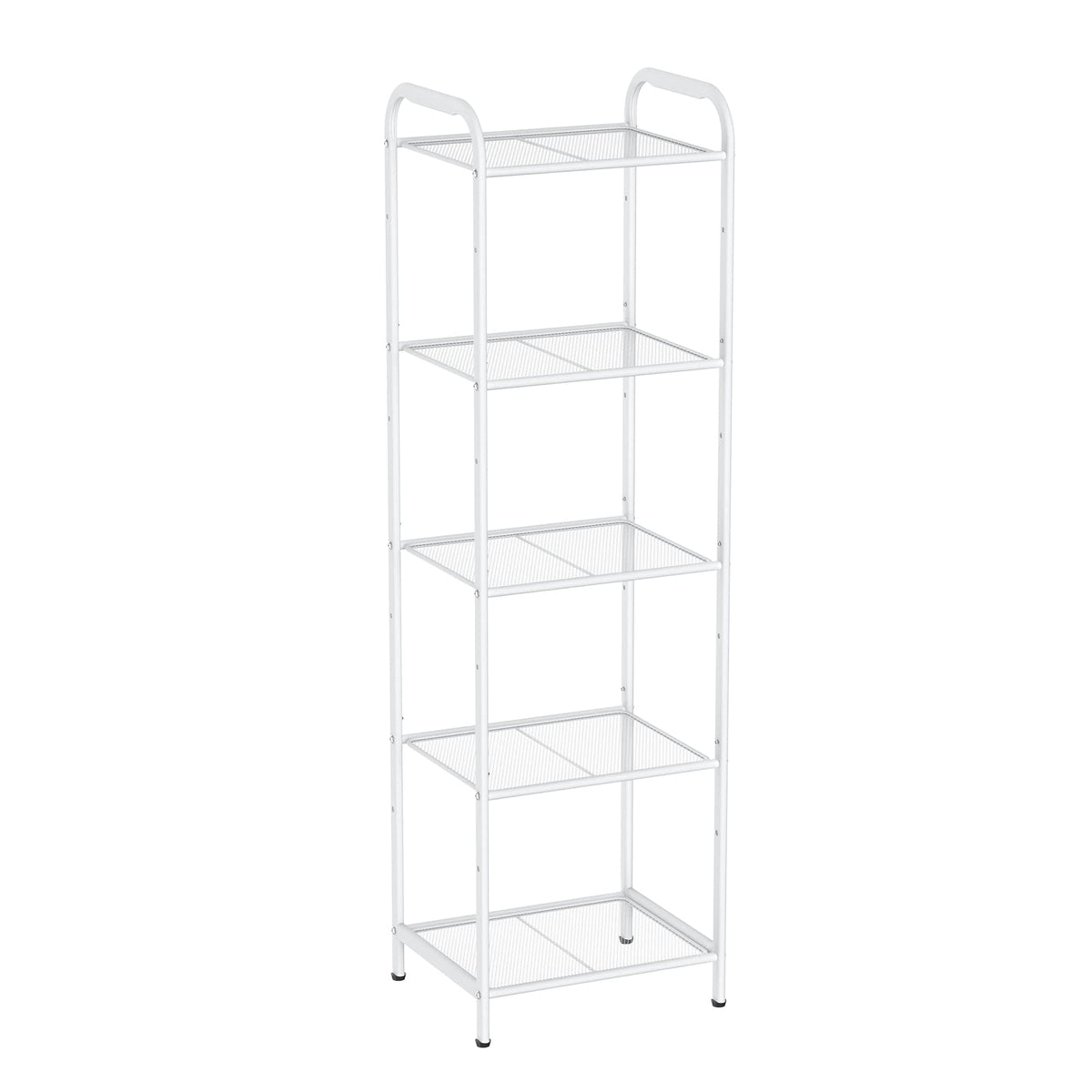 MAX Houser Storage Rack with Shelf,Industrial Style Extendable Plant Stand, Standing Shelf Units for Kitchen, Bathroom, Office,Living Room, Balcony, Kitchen (White, 5 Tier)