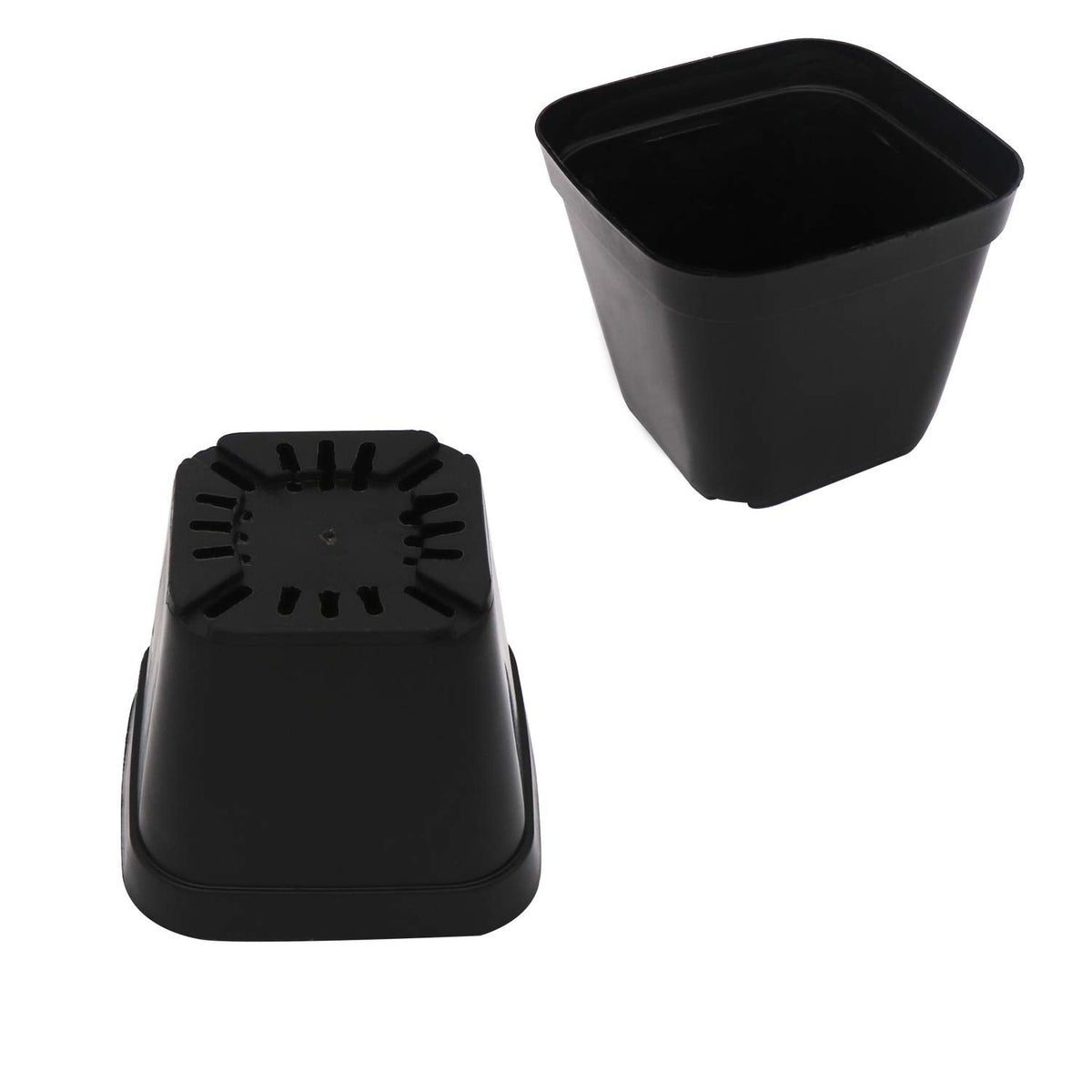 GOETOR 4 Inch Plastic Plant Pots Square Nursery Pot 25 PCS Sturdy & Reusable Starter Container for Starting Seedlings, Succulents,Cuttings & Transplanting with Drainage Holes, Black