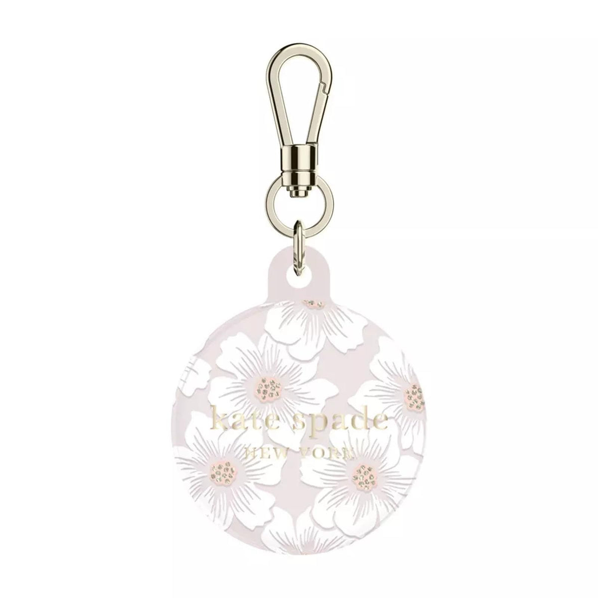 kate spade new york AirTag Holder with Gold Ring Clip - Protective Case for Apple AirTag - Hollyhock Cream