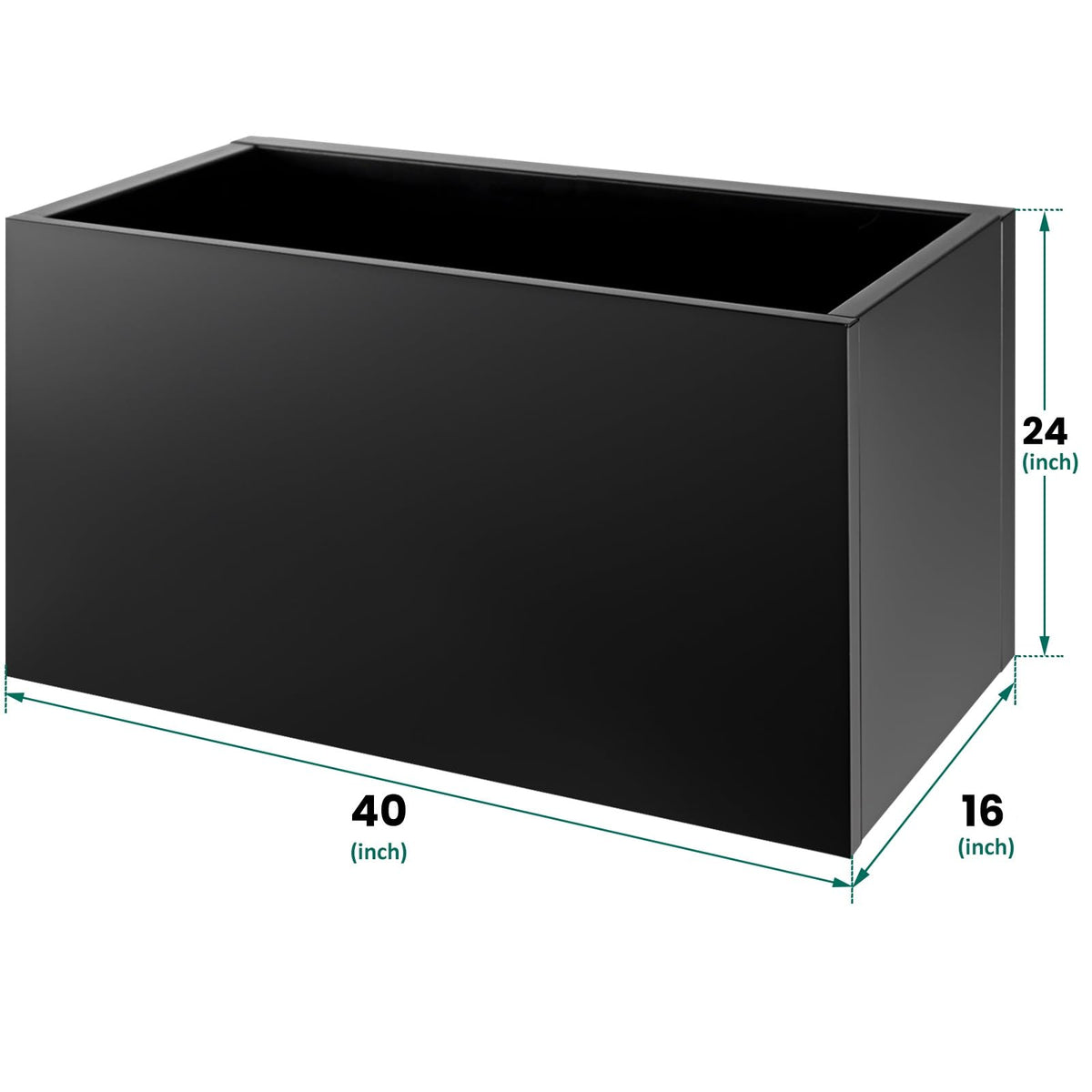 Meyoppm 40"x16"x24" Steel Planter Box, Heavy Duty Galvanized Metal Planter with Drainage Hole, Rust-Resistant Indoor & Outdoor Planter for Patio, Balcony, Garden Black