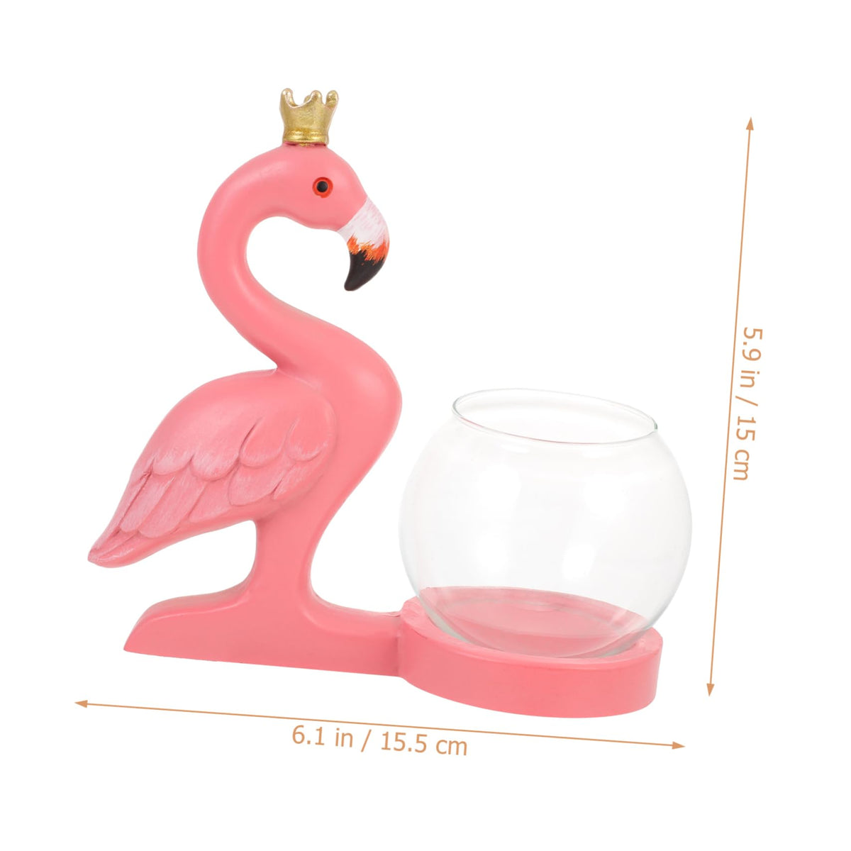 Healifty Creative Flamingo Statue Hydroponic Vase for Desktop Plant Terrarium Glass Centerpiece Vase for Home Office Decoration Elegant Shelf and Bedside Display