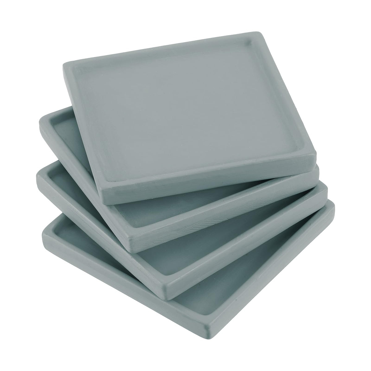 PATIKIL 5 Inch Plant Pot Saucers, 4 Pack Ceramic Square Plant Saucer Tray Flower Planter Drip Tray for Indoors Outdoors Patio Balcony, Dark Grey