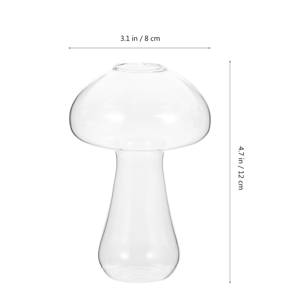 Kichvoe Glass Mushroom Vase Small 12x8cm Decorative Flower Planter Hydroponic Glass Terrarium for Home and Desktop Plant Arrangement