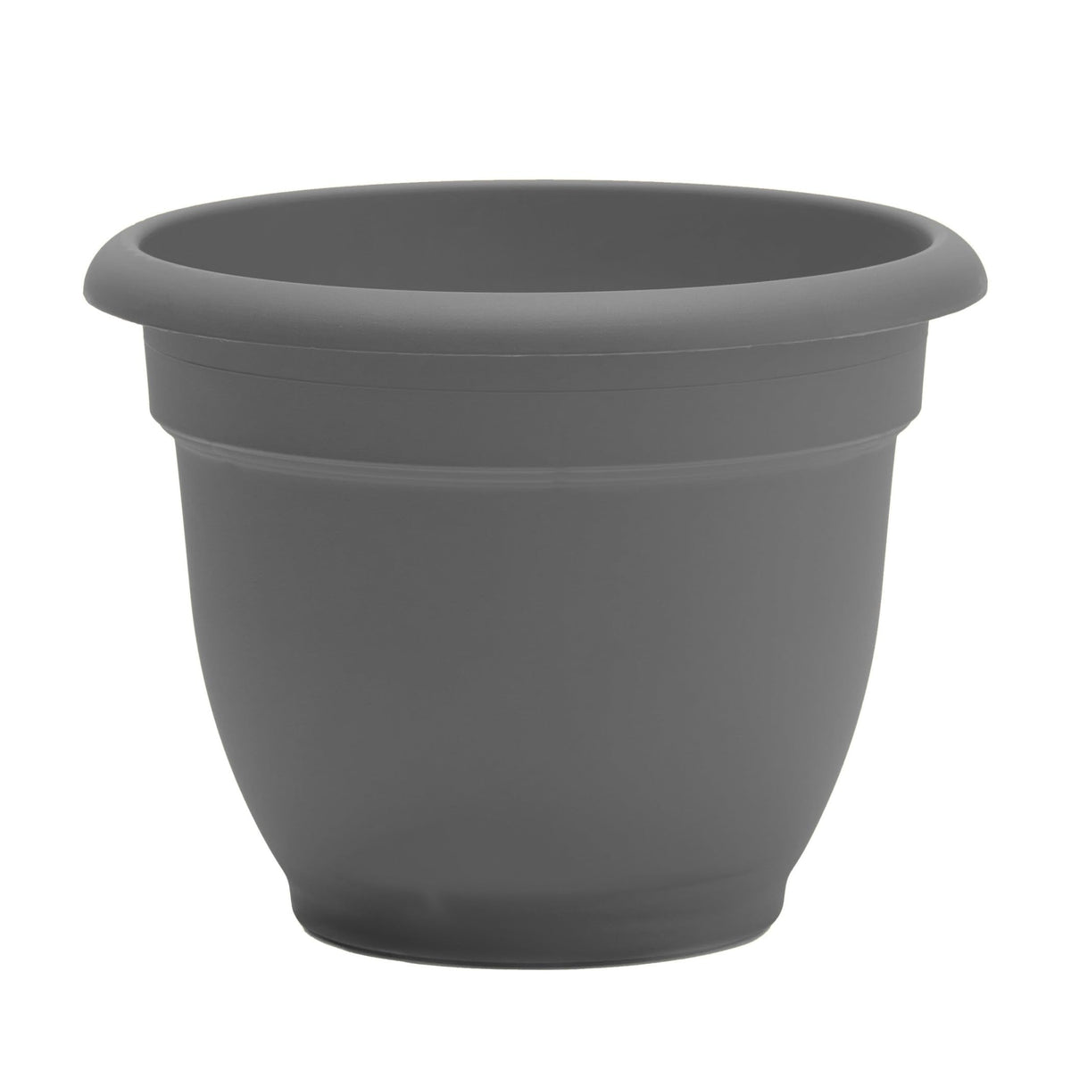 Bloem Ariana 12" Self-Watering Plastic Planter - Rolled Rim Indoor/Outdoor Garden Pot, Charcoal, 2-Pack