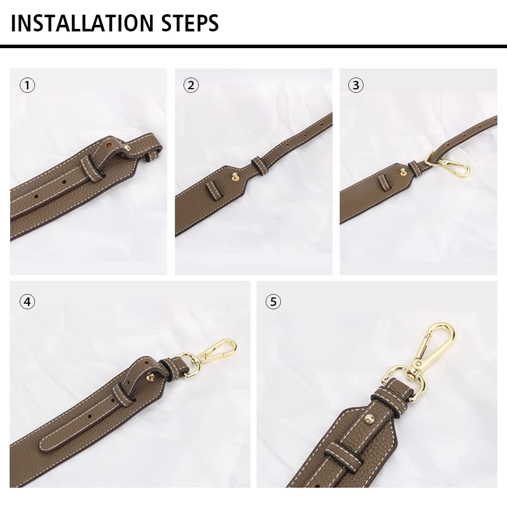 MOISTRI Grain Leather Purse Strap Adjustable Crossbody Replacement Straps for Handbags Monk Head Screws Detachable Gold Clasps Long Black