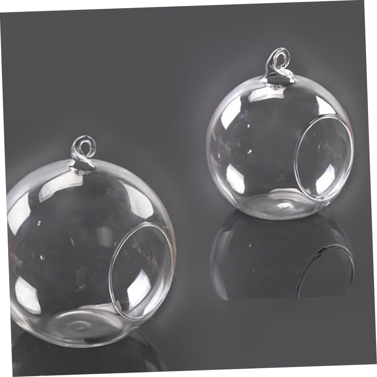 Cabilock 4pcs Hanging Glass Terrarium Shape Container for Plants Home Decor Wedding Decoration Flat Base Design