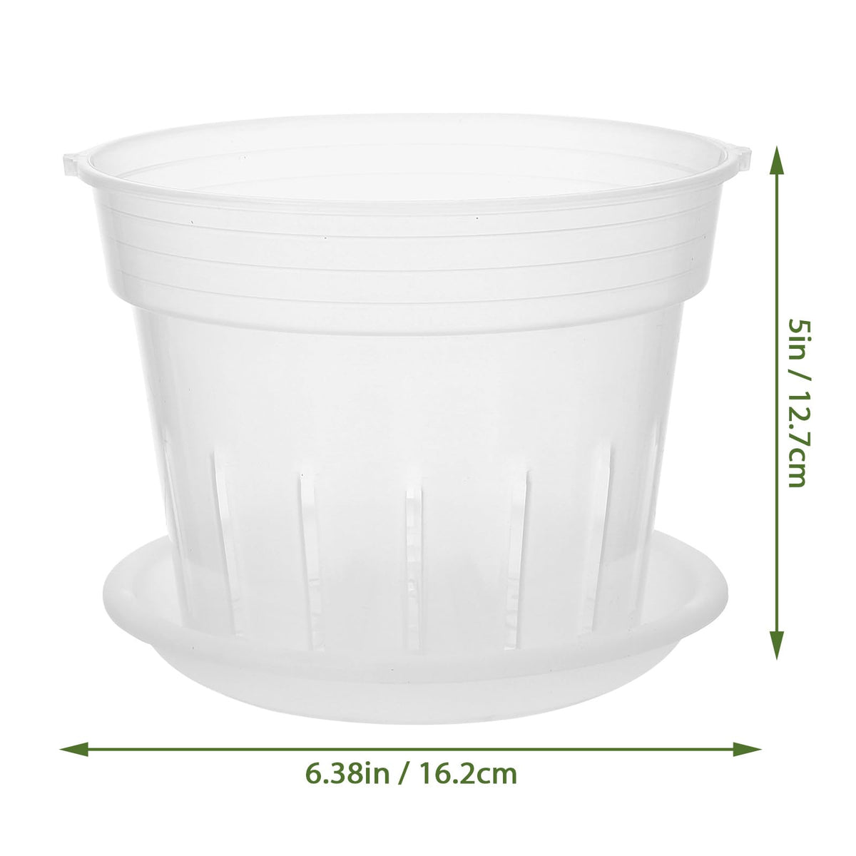 Toddmomy Transparent Plastic Flower Pot with Vent Holes and Tray 6.37X6.37X5.11 Inch Clear Planter for Indoor Gardening Orchid Bonsai and Nursery Use