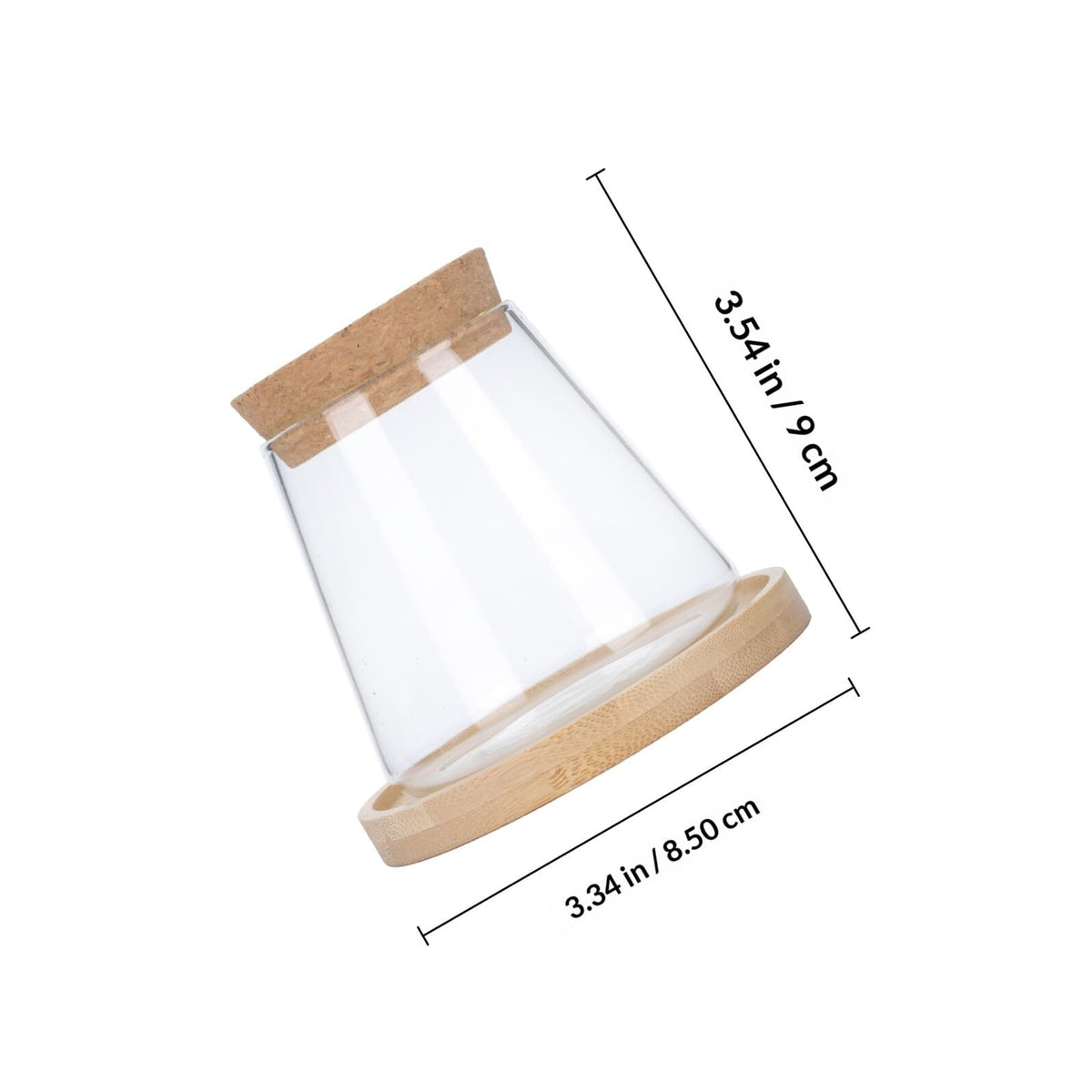 IMIKEYA Hydroponic Glass Flower Vase with Wooden Stopper and Tray, Ecological Plant Terrarium Bottle for Office Desktop Decoration and Indoor Gardening
