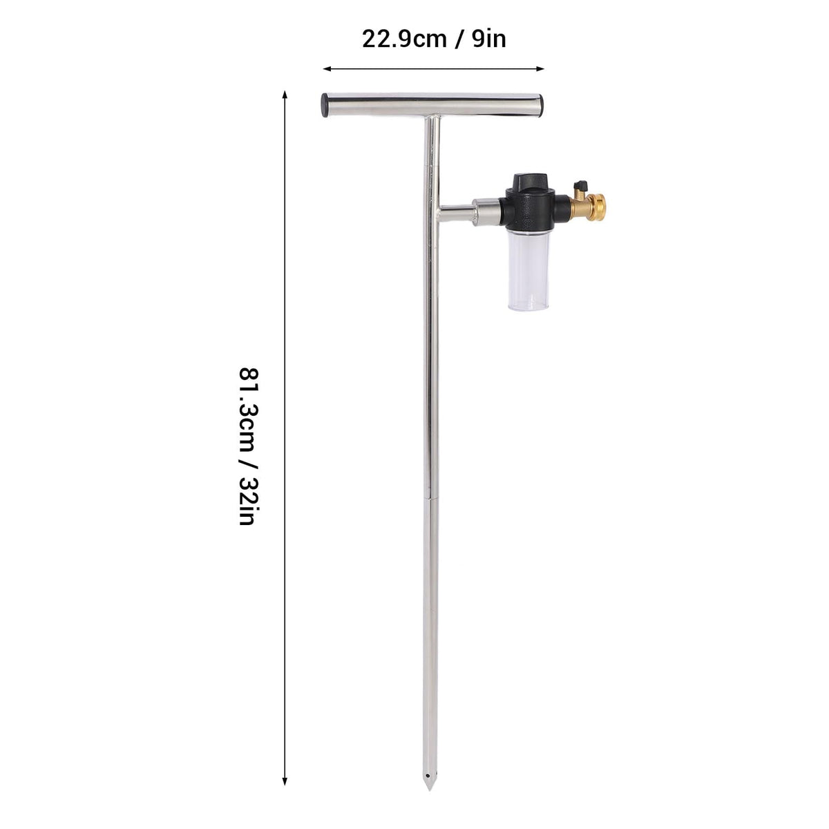 Deep Root Watering Tool, Stainless Steel Root Feeder with Fertilizer Bottle Watering Wand Irrigation System Watering Stake for Trees Bushes Shrubs with Brass Valve T Handle
