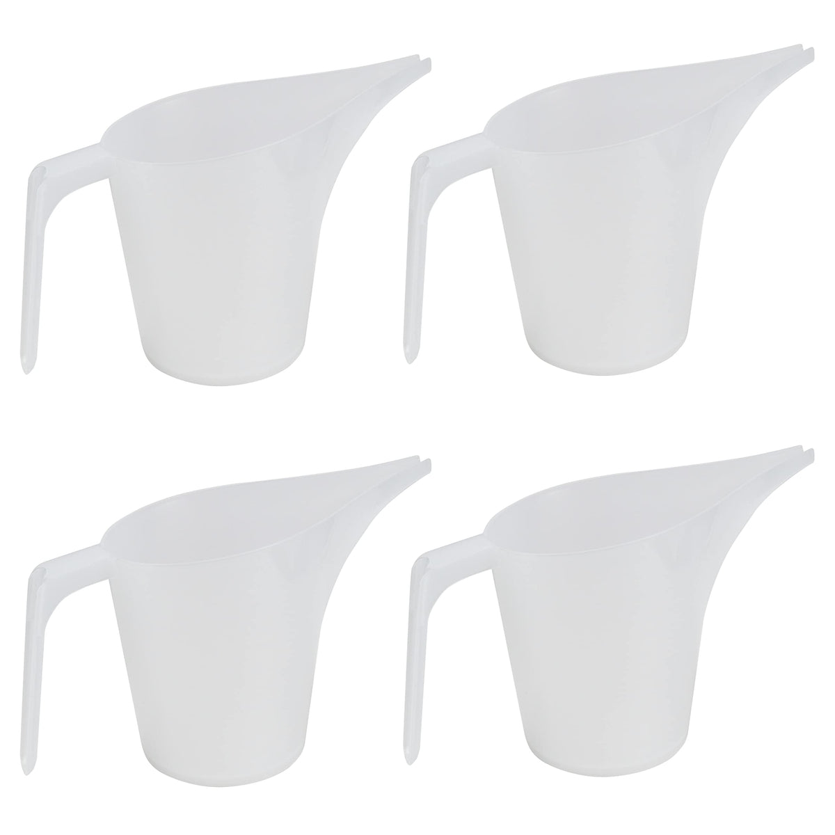 EIKS Plastic Funnel Pitcher Measuring Cup with Long Spout for Filling Muffin Pans, Baking Molds, Salt Shakers, Pancake Batter, Watering Plants(4-Pack 1000ml)