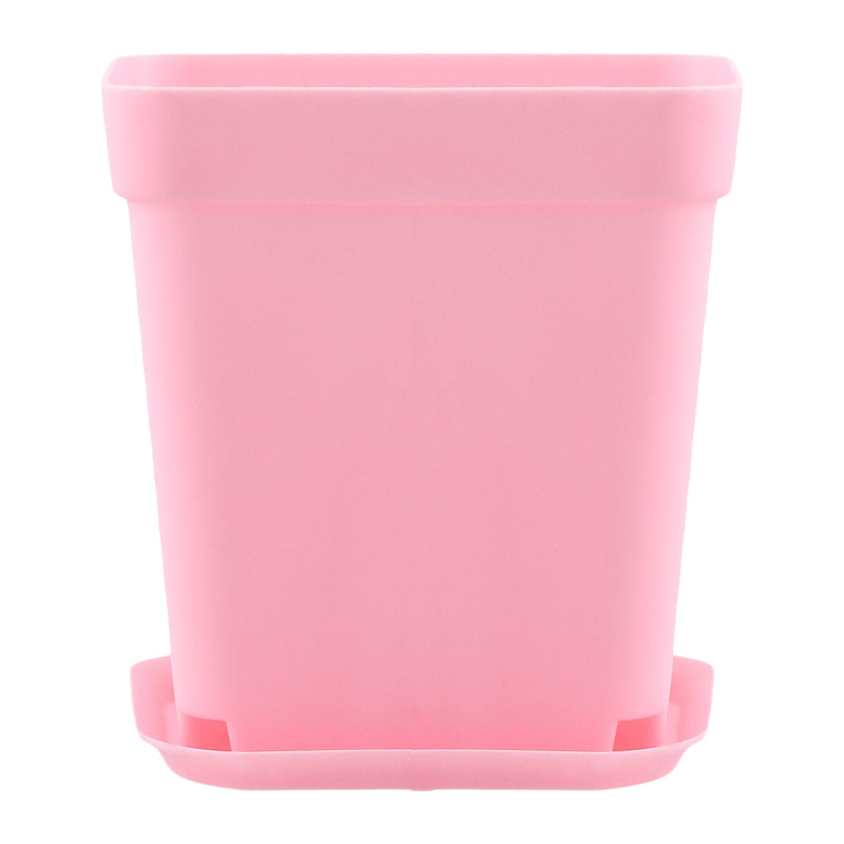 HOIGON 100 Pack 2.75 Inch Pink Square Nursery Pot, 7cm Thickened Plastic Nursery Pots with Drain Holes Trays, Small Square Planting Containers Bulk Set for Seedling Flower Tomatoes Basil