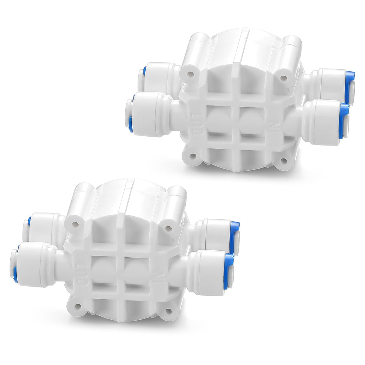 Colingmill 2 Pack 1/4 Inch Tube Automatic Shut off Valve, with Quick Connect Fittings, for Ro Reverse Osmosis Water Filter System, White