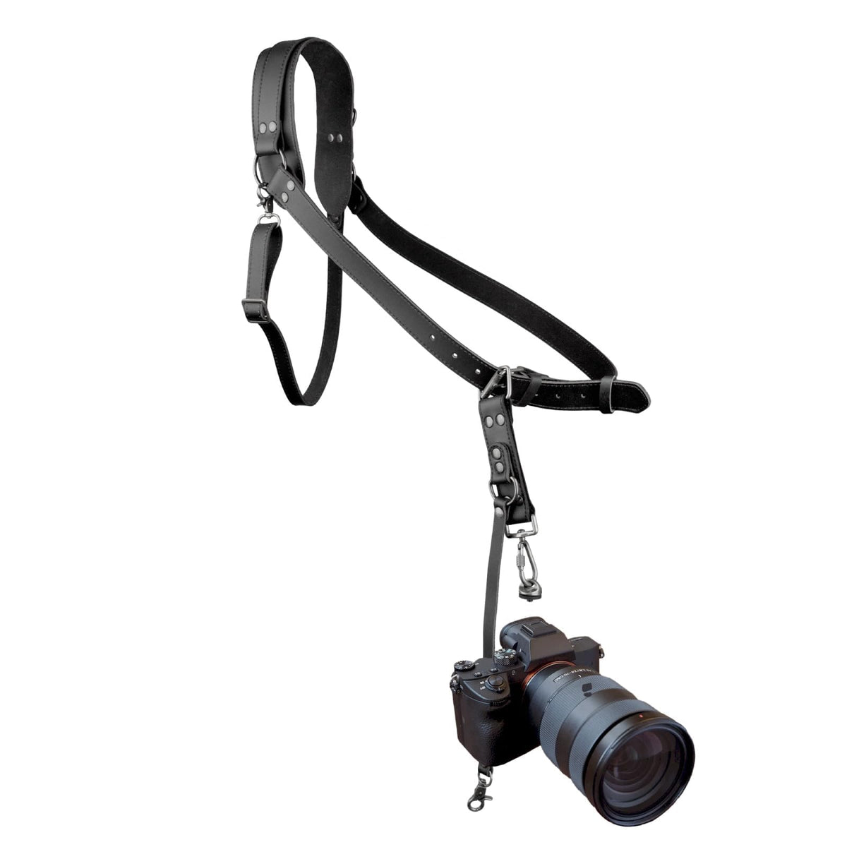 4J LEDR Leather Camera Strap,Single Camera Shoulder Harness for One Camera,Professional Camera Harness for Photographers,Camera Strap Crossbody Quick Release Gear DSLR/SLR,Camera Accessories,Black