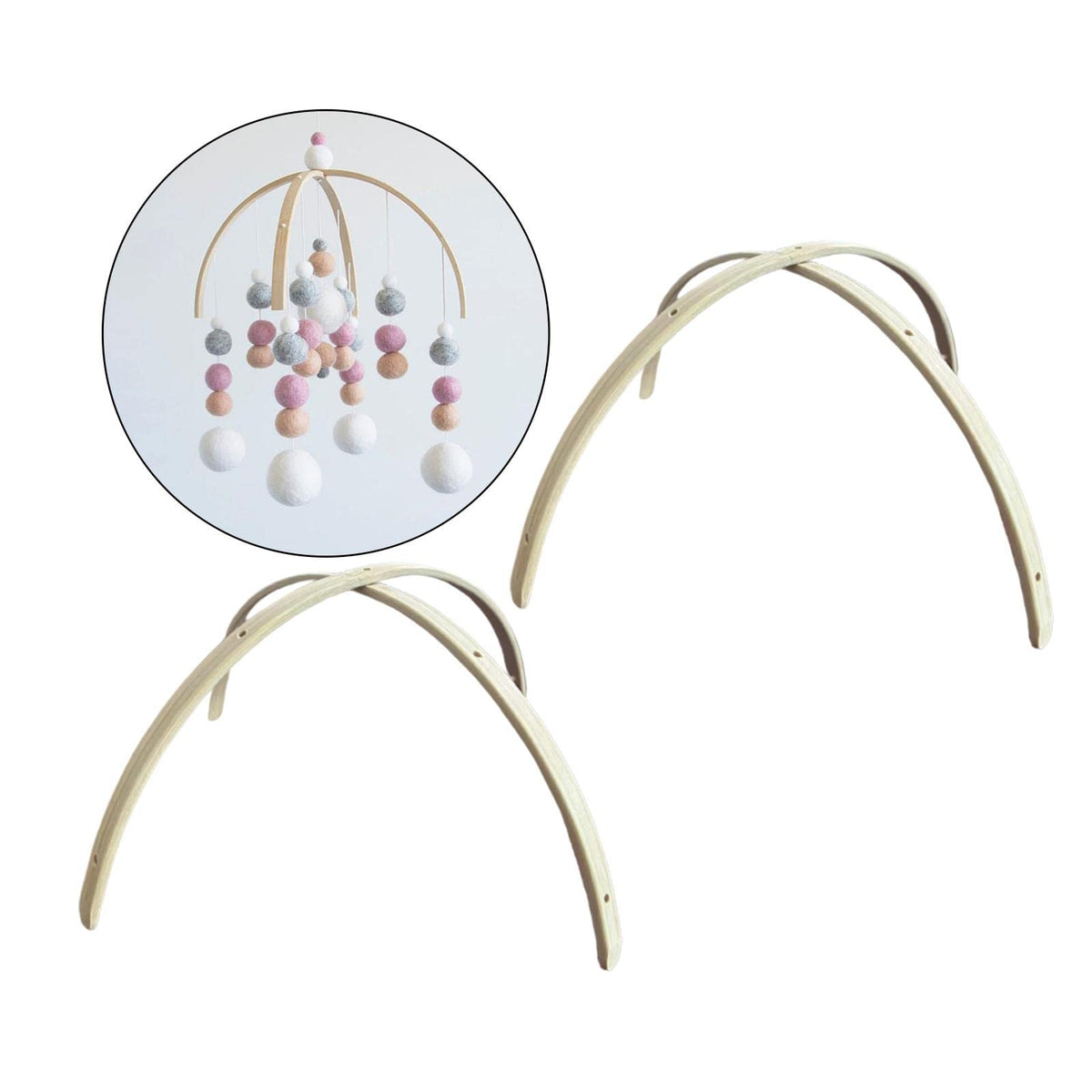 predolo 2 Set Mobile Hanging Frame DIY Baby Mobile Holder Easy Installation Gift Handmade Wooden Frame Kit for Hanging Rattle Newborn