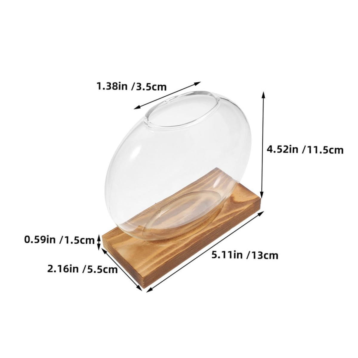 Cabilock 2pcs Glass Propagation Vases with Wooden Stand, Small Hydroponic Planter for Plants, Desktop Terrarium Container Suitable for Home and Office Décor