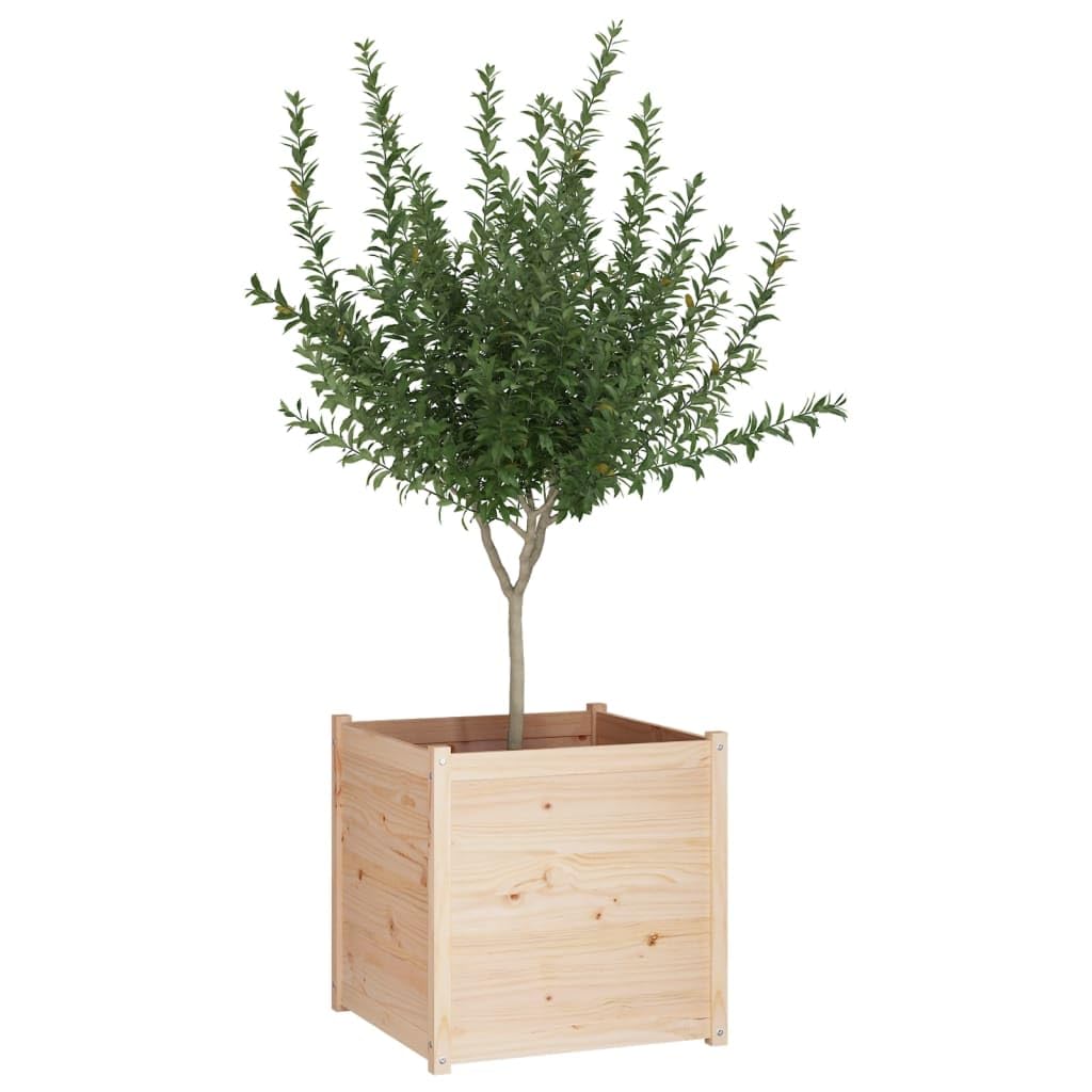 Coespram Solid Pine Large Outdoor Planter 27.6 in Square Rustic Raised Garden Box for Patio Balcony Porch Herb Flower Vegetable Tree