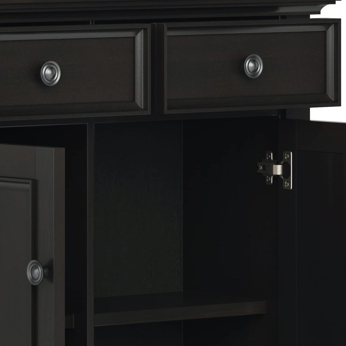 SIMPLIHOME Amherst Solid Wood 48 inch Wide Storage Bench that Seats 2 and 36 inch Wide Storage Cabinet in Hickory Brown for the Living Room, Entryway, and Family Room, Transitional Style