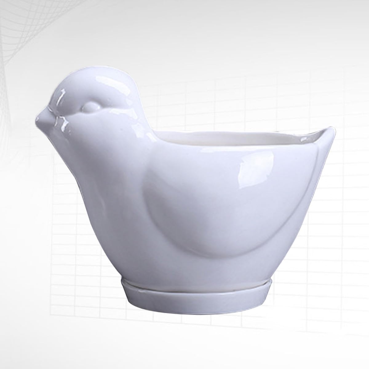 Veemoon Ceramic Succulent Plant Pot White Small Bird Shape Planter for Indoor Desktop Decor Saucer Pottery Flower Container for Home Garden