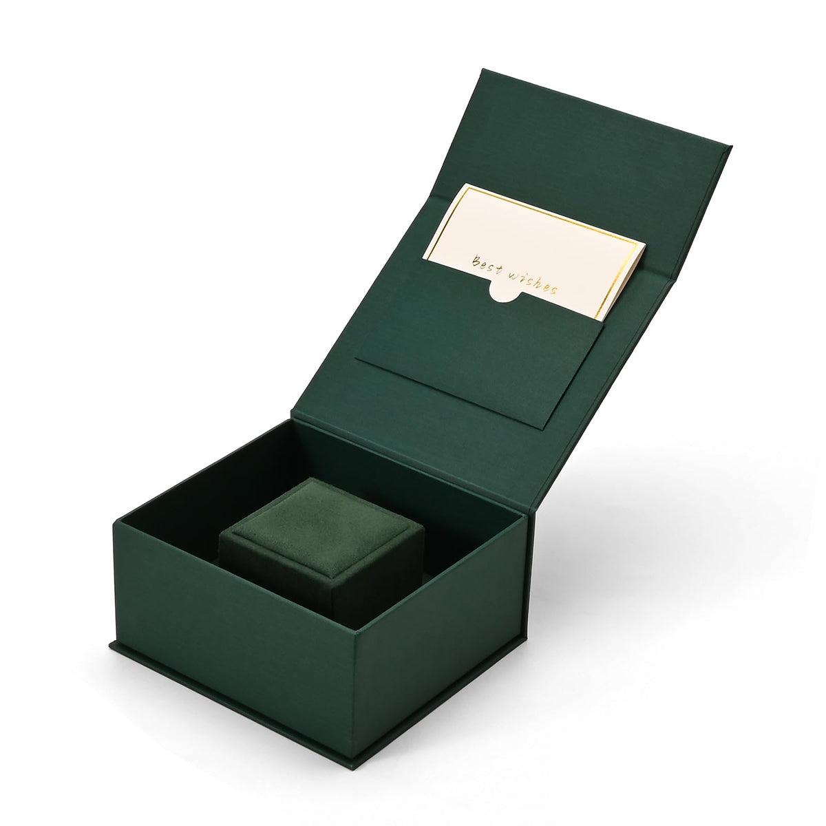 Woodten High-end Faux Leather Jewelry Gift Box with Small Ring Box Greeting Card Small Proposal Engagement Ring Box(Green)