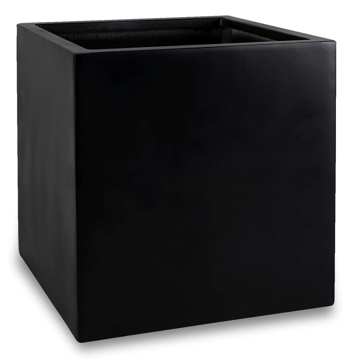 Black Square Planter Box Indoor Outdoor Flower and Tree Large Cube Planting Pot 16" X 16" - Fiberstone