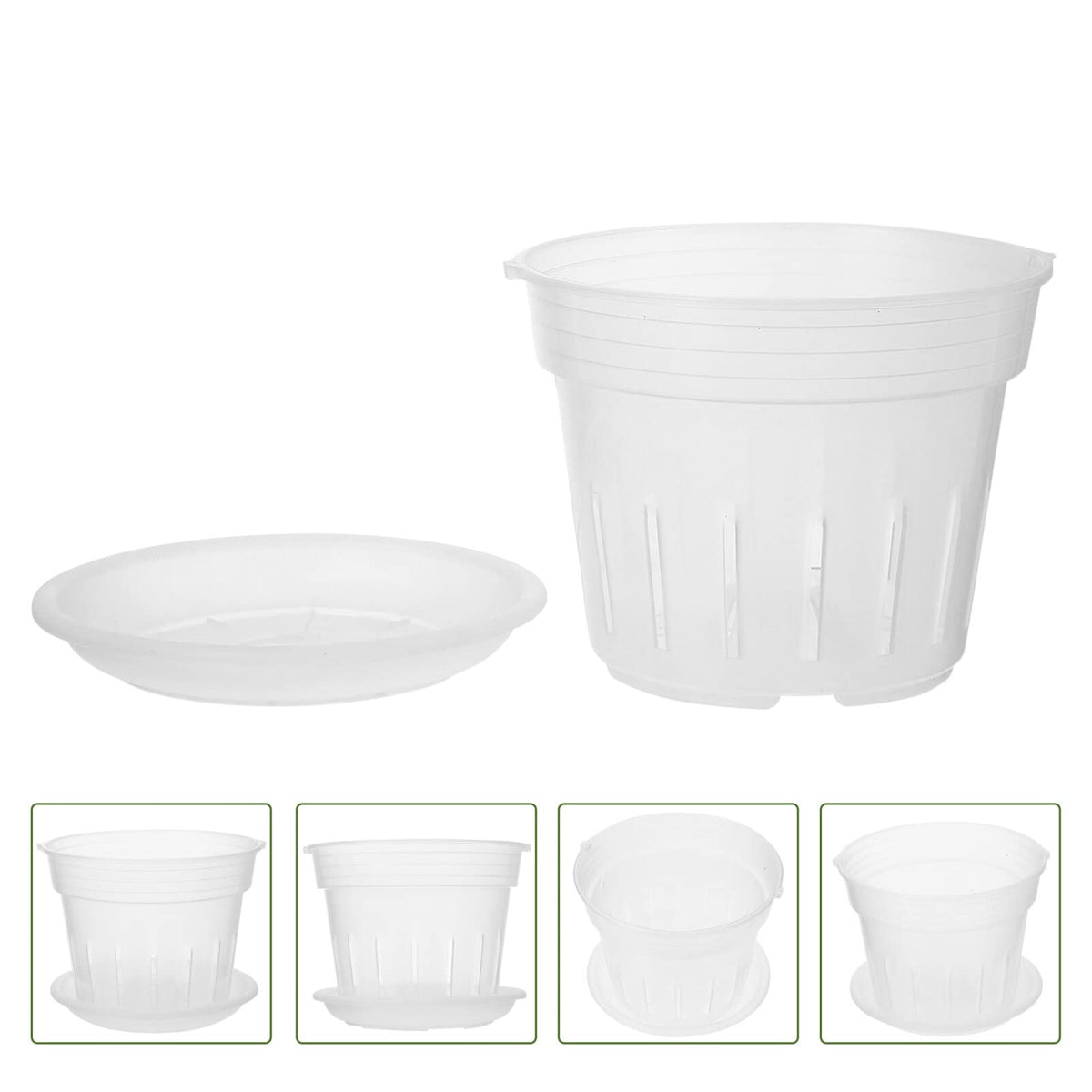Toddmomy Slotted Orchid Pot with Tray 7.20X7.20X5.94In Clear Plastic Flower Pot for Indoor Gardening and Nursery Plants with Ventilation Holes