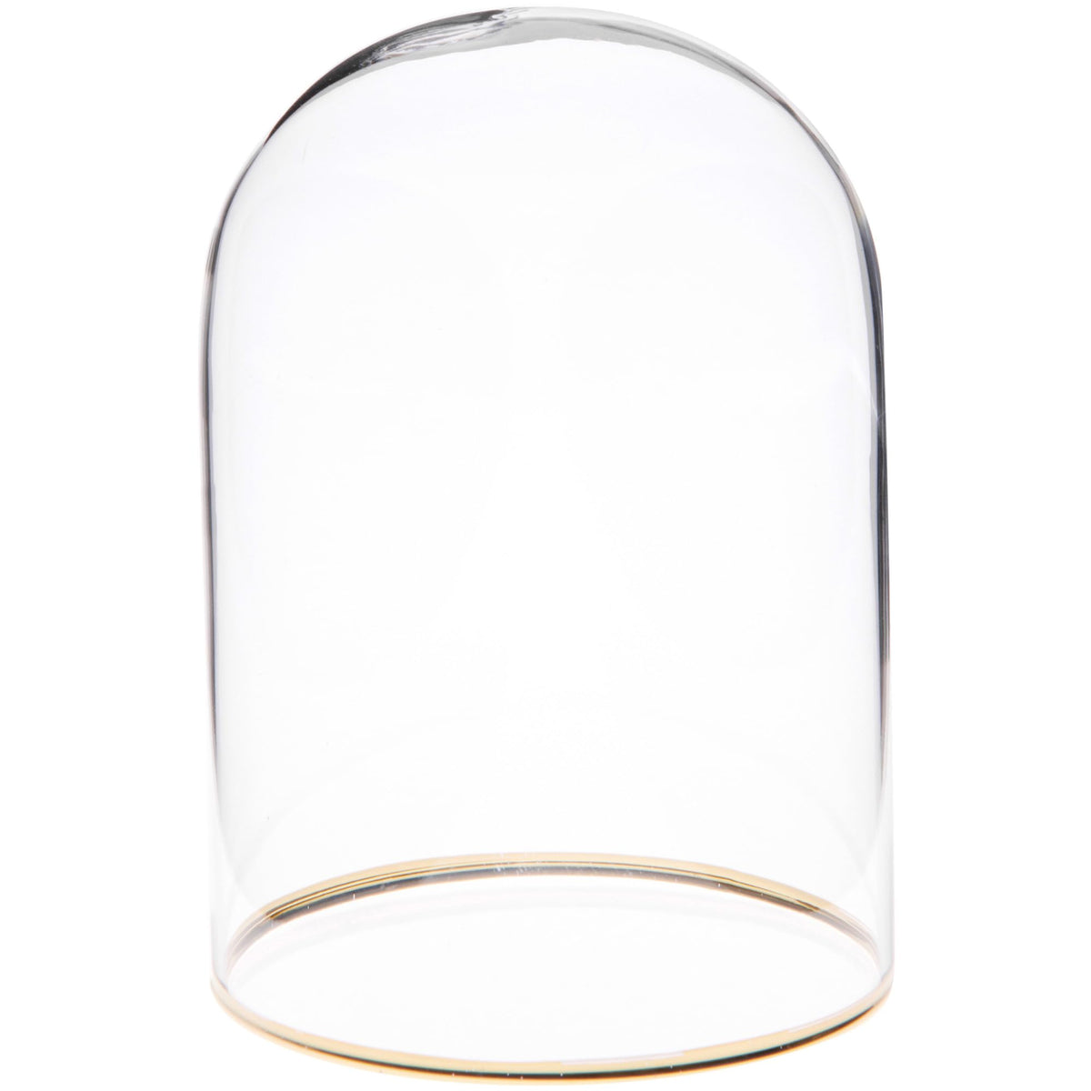Plymor 3" x 4" Glass Display Dome Cloche with Gold Rim (no Base)