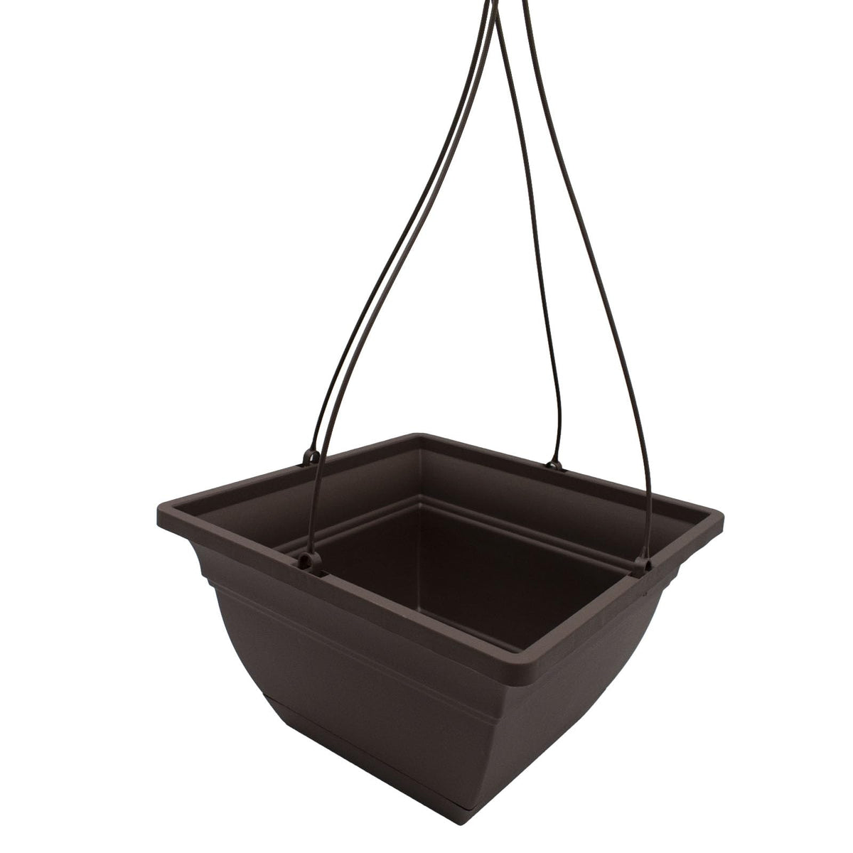 The HC Companies Eclipse Square Hanging Planter for Indoor Plants - Contemporary Hanging Plant Pot w/Attached Saucer - Lightweight & UV-Resistant Hanging Plant Holder (12" Chocolate, Pack of 2)