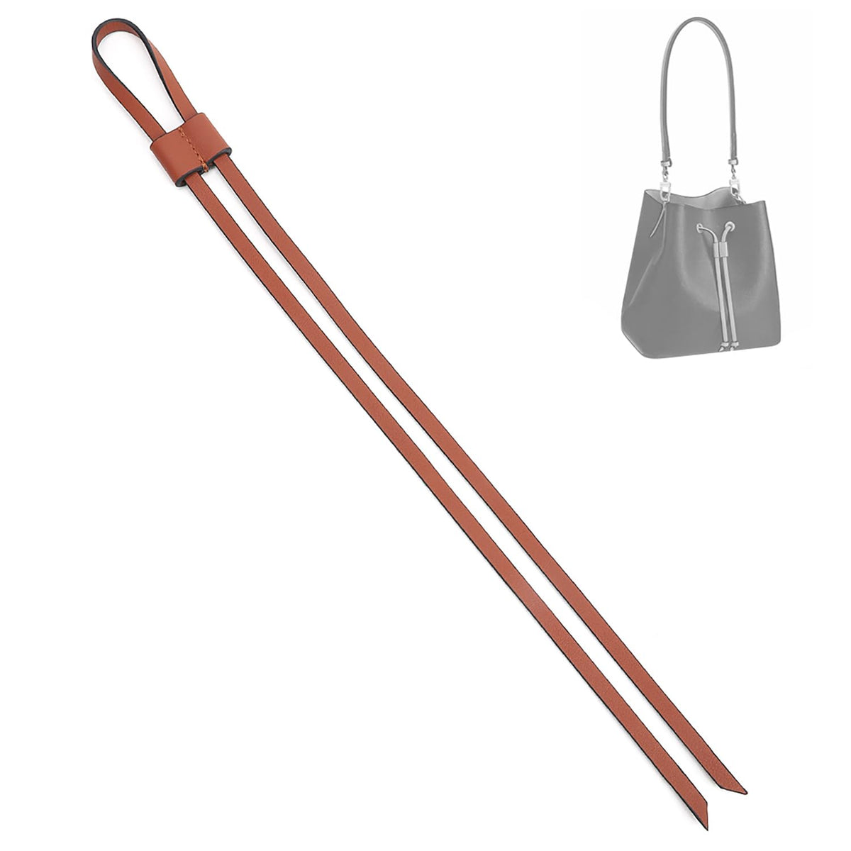Vachetta Leather Drawstring Replacement Compatible with LV Noe Bucket Bag, Nano Petit Noe BB, Backpack Genuine Leather Drawstring Strap - Brown