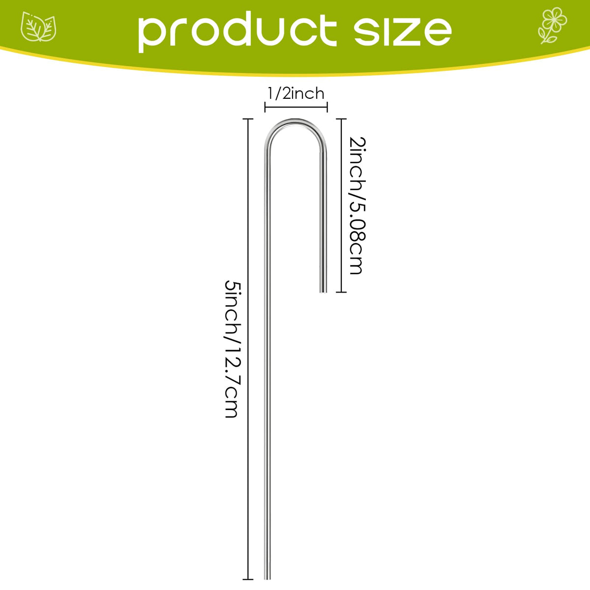 Odowalker 150 Pcs Irrigation Drip Tubing Landscape Staples, 5 Inch J Shape Garden Stakes, Loop Stake, Lawn Pins, Landscape Irrigation Stakes for Drip Tubing (Hold up to 1/2" Drip Tubing)