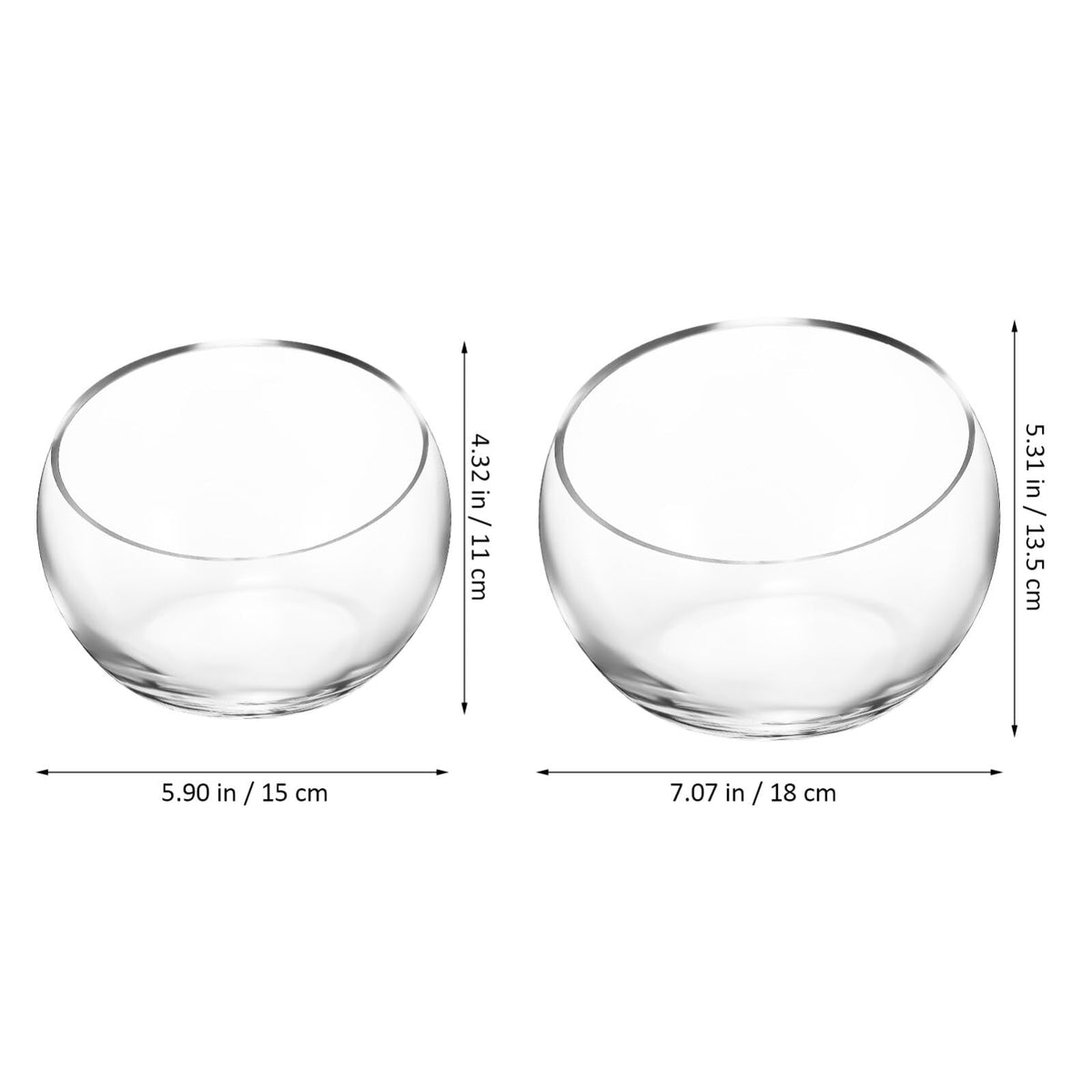 GANAZONO Succulent Planter Pot Set of 2 Half-Round Glass Hydroponic Flower Bowls for Indoor Plants and Home Decoration 5.90X4.33X2.36 Inches