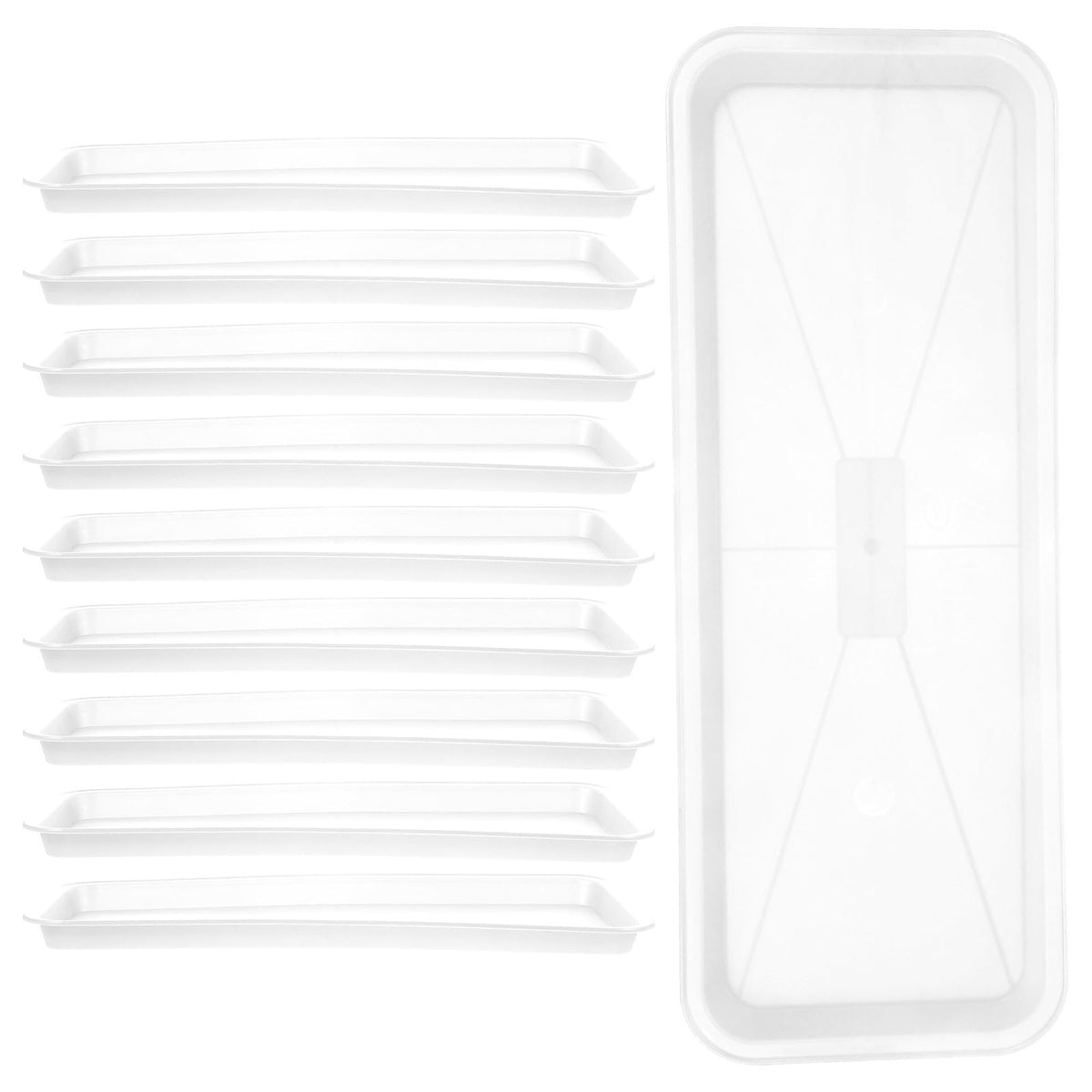 Yardwe 10Pcs Rectangular Plant Tray, Plastic Flower Pot Saucer, Reusable Bonsai Pot Tray, Ideal for Indoor and Outdoor Plants, Prevents Overwatering, Easy to Clean, 15.66 X 5.90 Inch, White