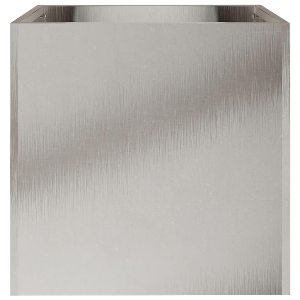 Fregramei Corten Steel Planter Box, Outdoor Metal Planter, Metal Plant Pot for Outside,Indoor,Garden, Silver 12.6"x11.8"x11.4" Stainless Steel,-442