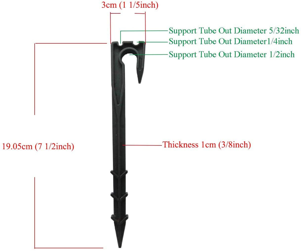 28PCS Soaker Hose Stakes Garden Hose Stake Hose Holder Stake Hose Guide Stake Water Hose Stake1/2inch 1/4inch 5/32inch Black