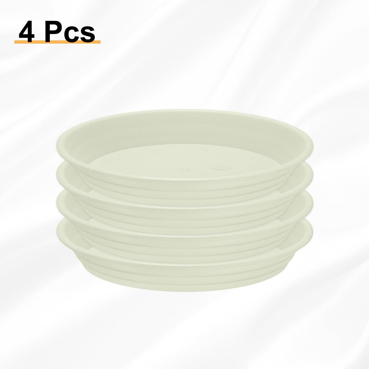 HARFINGTON 4pcs Plastic Plant Saucer 6.1" Round Drip Trays Flower Pot Saucers Flower Base Bottom Drainage Tray for Indoors Outdoors Planters, Beige