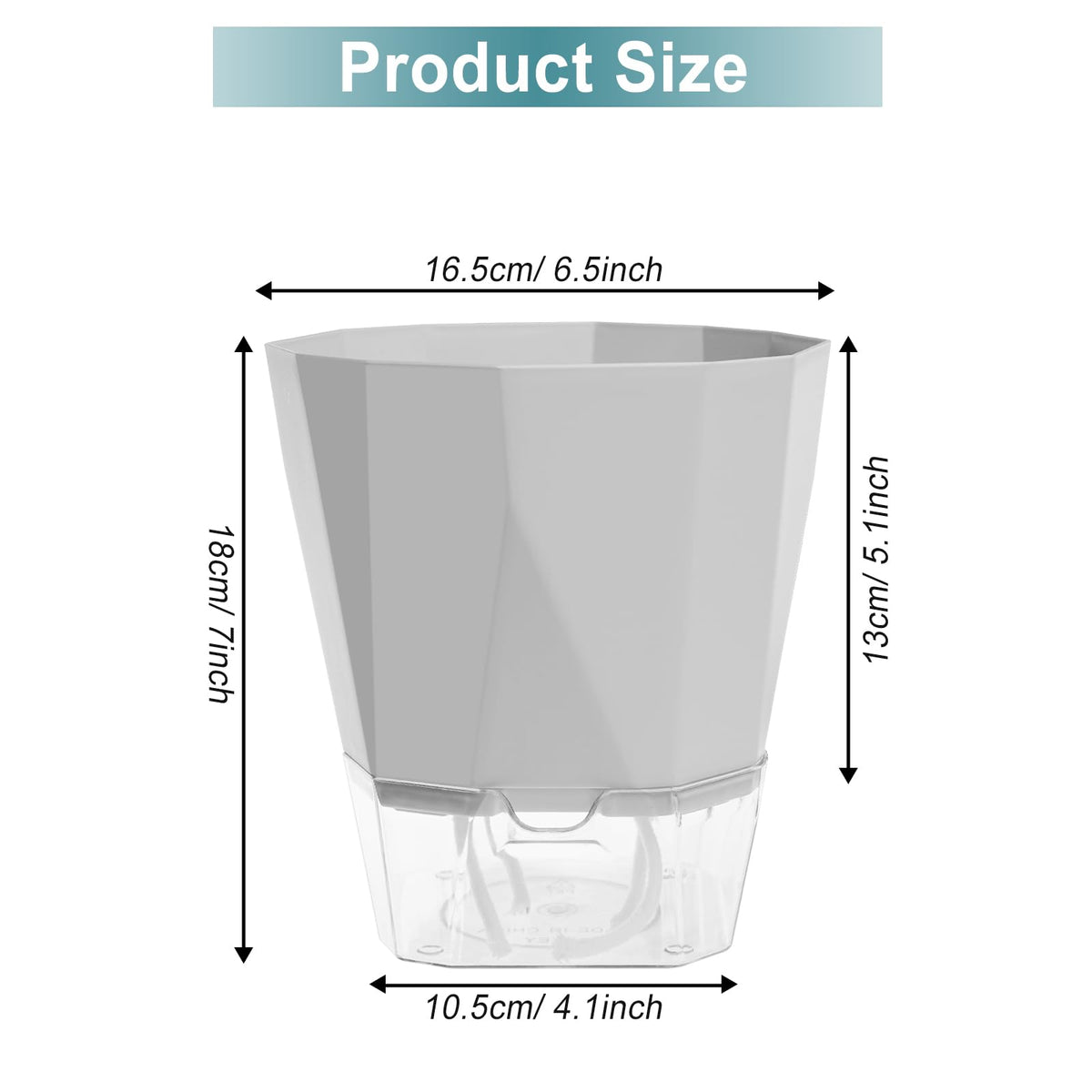 Samhe 3 Pack Self Watering Flower Pots 6.5 Inch, Plant Pots for Indoor Outdoor, Self Watering Planters with Wick Rope and Clear Reservoir