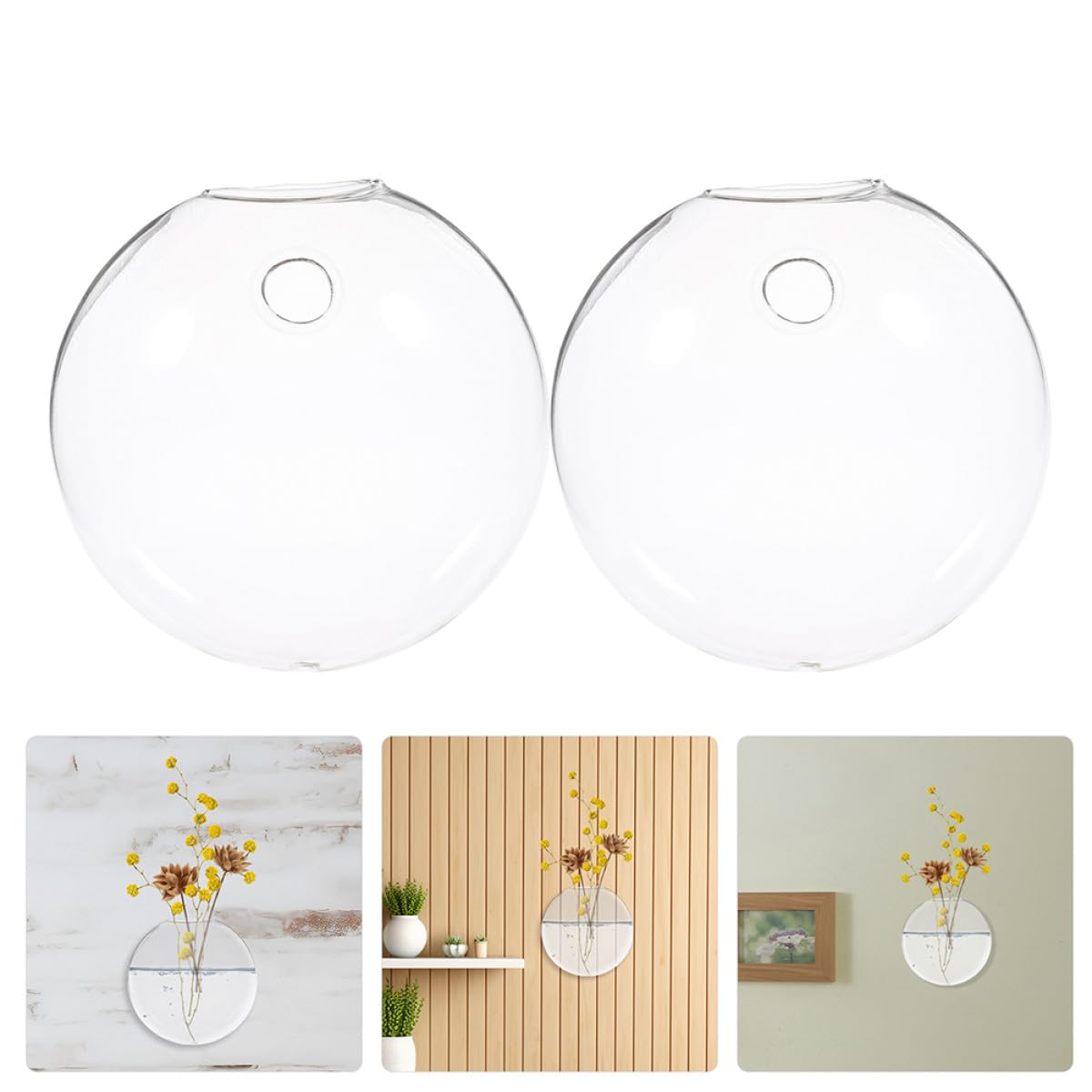 FOMIYES 4pcs Wall Mounted Hydroponic Glass Planter Vases, Hanging Terrarium Bottles for Indoor Plant Propagation and Home Décor